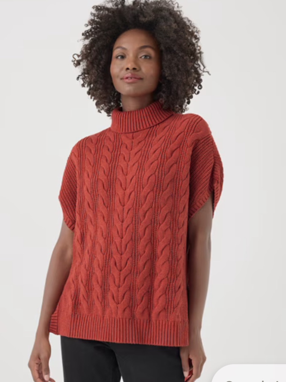 NWOT Pact Women's Size M/L Rust Organic Cotton Cable Knit SS Poncho Sweater